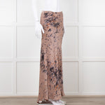 Rabens Saloner Taupe Tie Dye Splatter Bias Cut Maxi Skirt