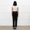 Celine Black Trousers With Green Waistband