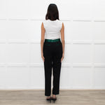Celine Black Trousers With Green Waistband