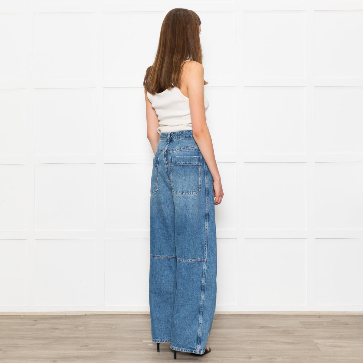 Me+Em Blue Denim Extreme Tapered Oversized Jeans