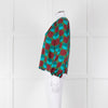 La Double J Green Burgundy Blue Circle Print Long Sleeve Silk Top