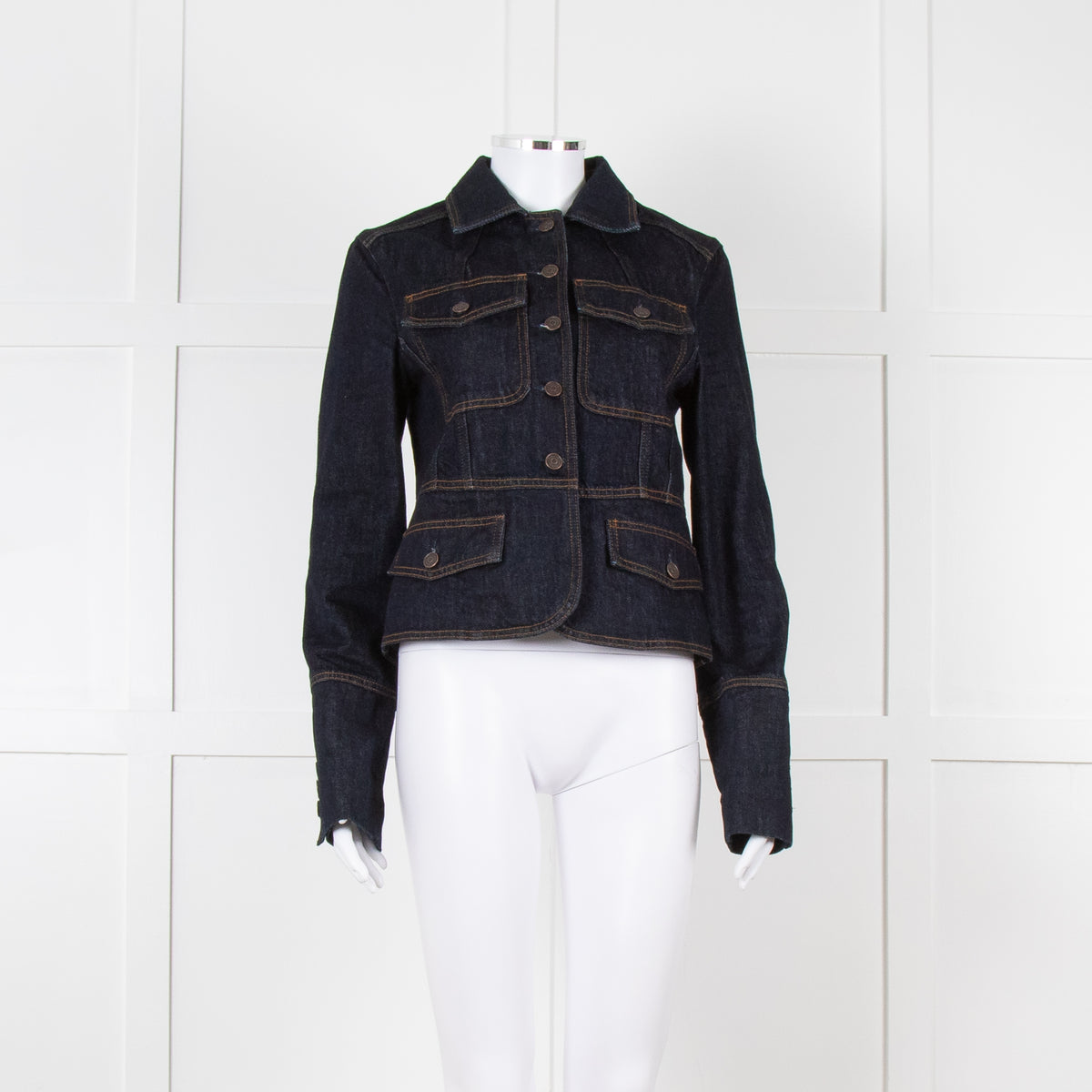 ME + EM Dark Denim Button Up Short Jacket