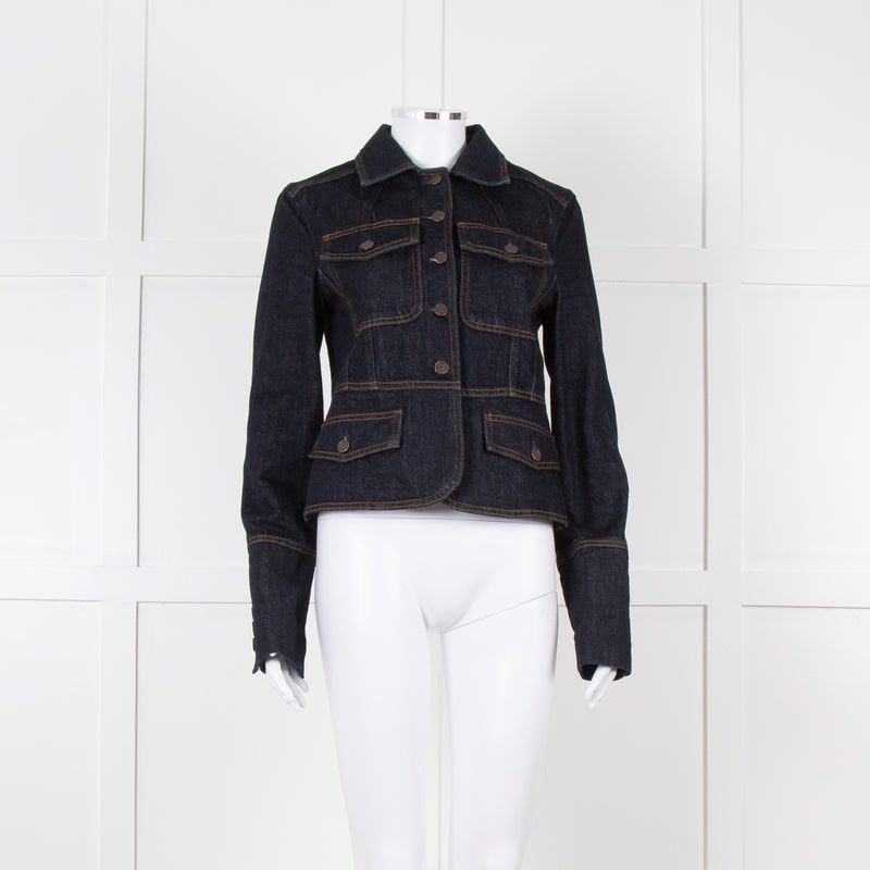 ME + EM Dark Denim Button Up Short Jacket