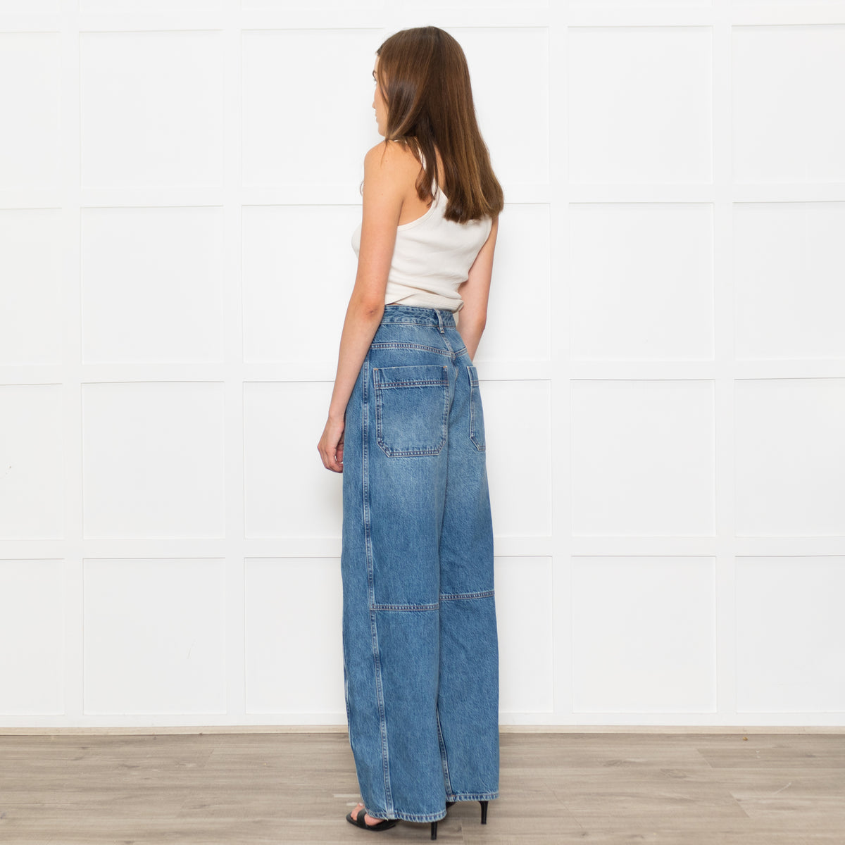 Me+Em Blue Denim Extreme Tapered Oversized Jeans