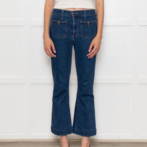 Veronica Beard Jeans Blue Front Pocket Carson Flared Jeans