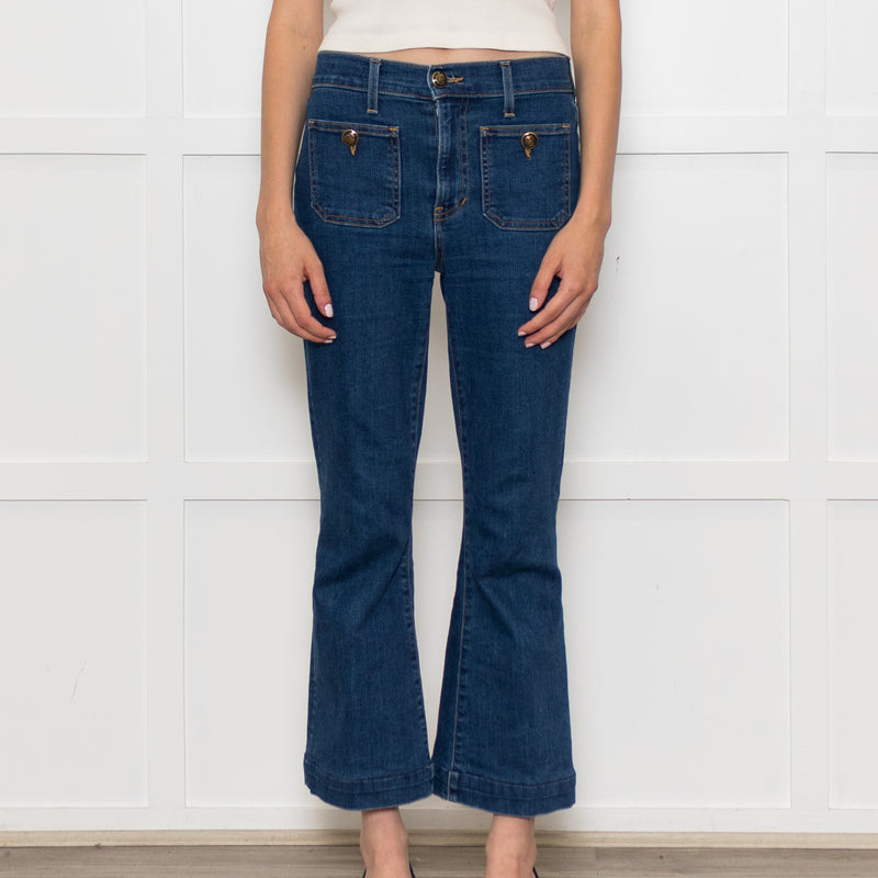 Veronica Beard Jeans Blue Front Pocket Carson Flared Jeans