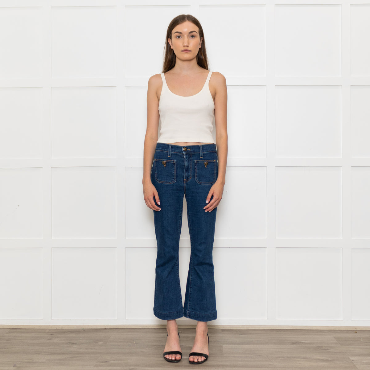 Veronica Beard Jeans Blue Front Pocket Carson Flared Jeans