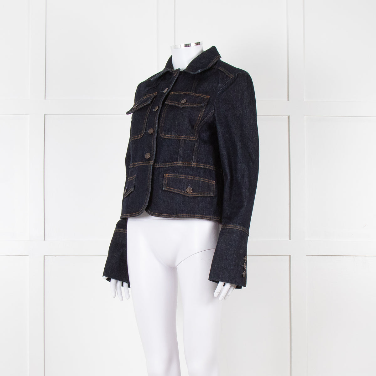 ME + EM Dark Denim Button Up Short Jacket