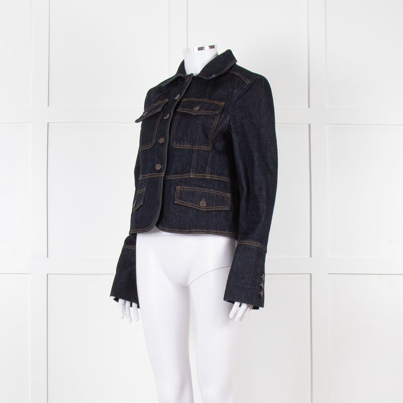 ME + EM Dark Denim Button Up Short Jacket