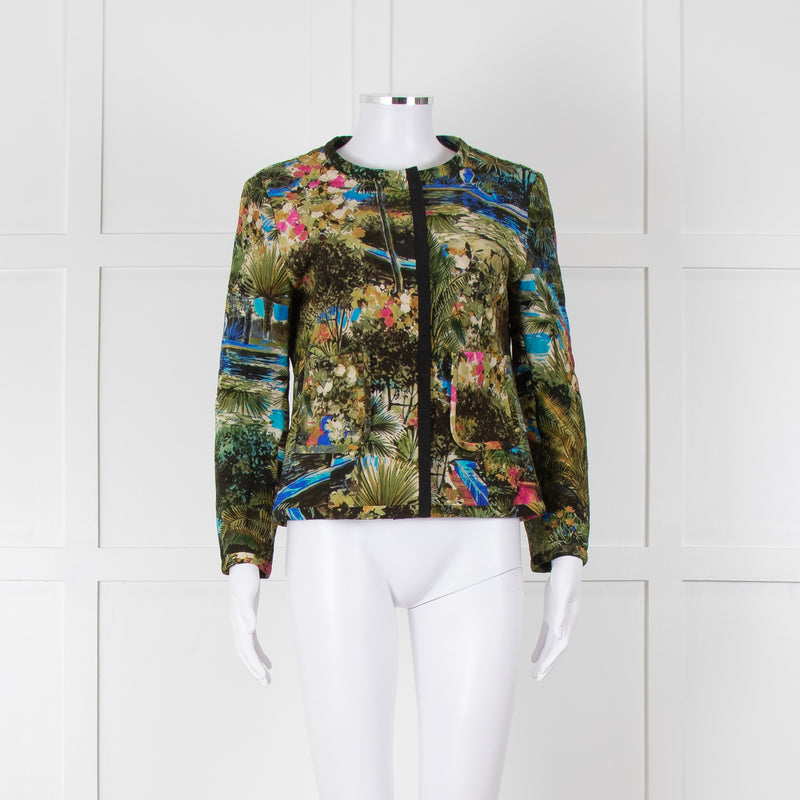Max Mara Studio Silk Blend Multi Botanical Print Jacket