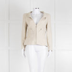 Chanel Ecru Tweed Jacket And Matching Vest Top With Silver Thread Zip Up Front