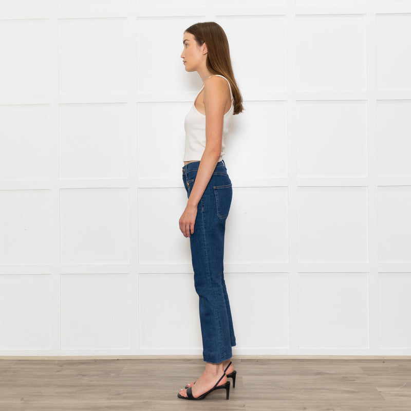 Veronica Beard Jeans Blue Front Pocket Carson Flared Jeans
