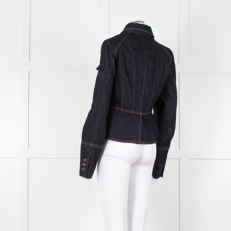 ME + EM Dark Denim Button Up Short Jacket