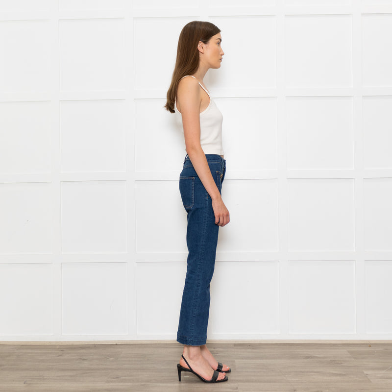Veronica Beard Jeans Blue Front Pocket Carson Flared Jeans