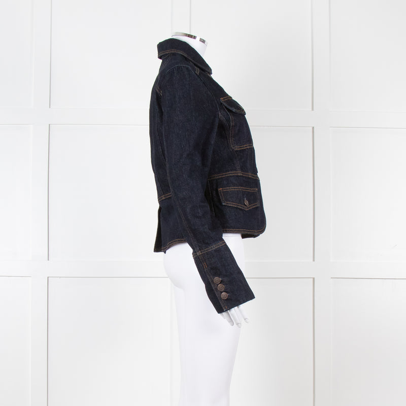 ME + EM Dark Denim Button Up Short Jacket