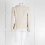 Chanel Ecru Tweed Jacket And Matching Vest Top With Silver Thread Zip Up Front