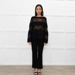 Les Copains Black Top With Lace Inserts