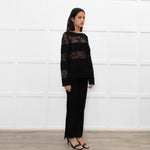 Les Copains Black Top With Lace Inserts