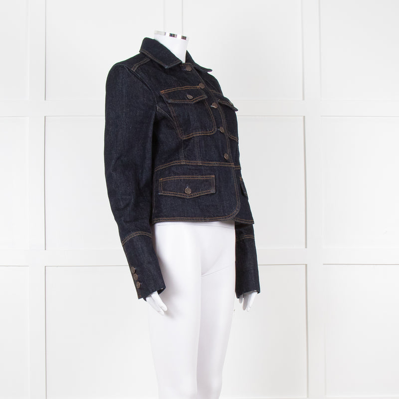 ME + EM Dark Denim Button Up Short Jacket