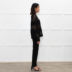 Les Copains Black Top With Lace Inserts