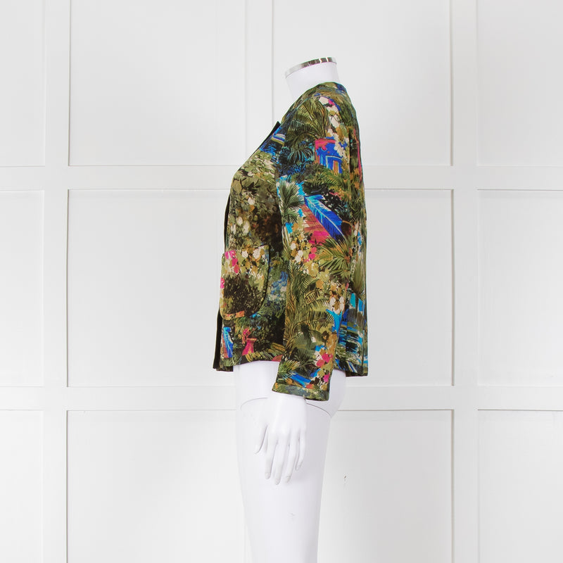 Max Mara Studio Silk Blend Multi Botanical Print Jacket