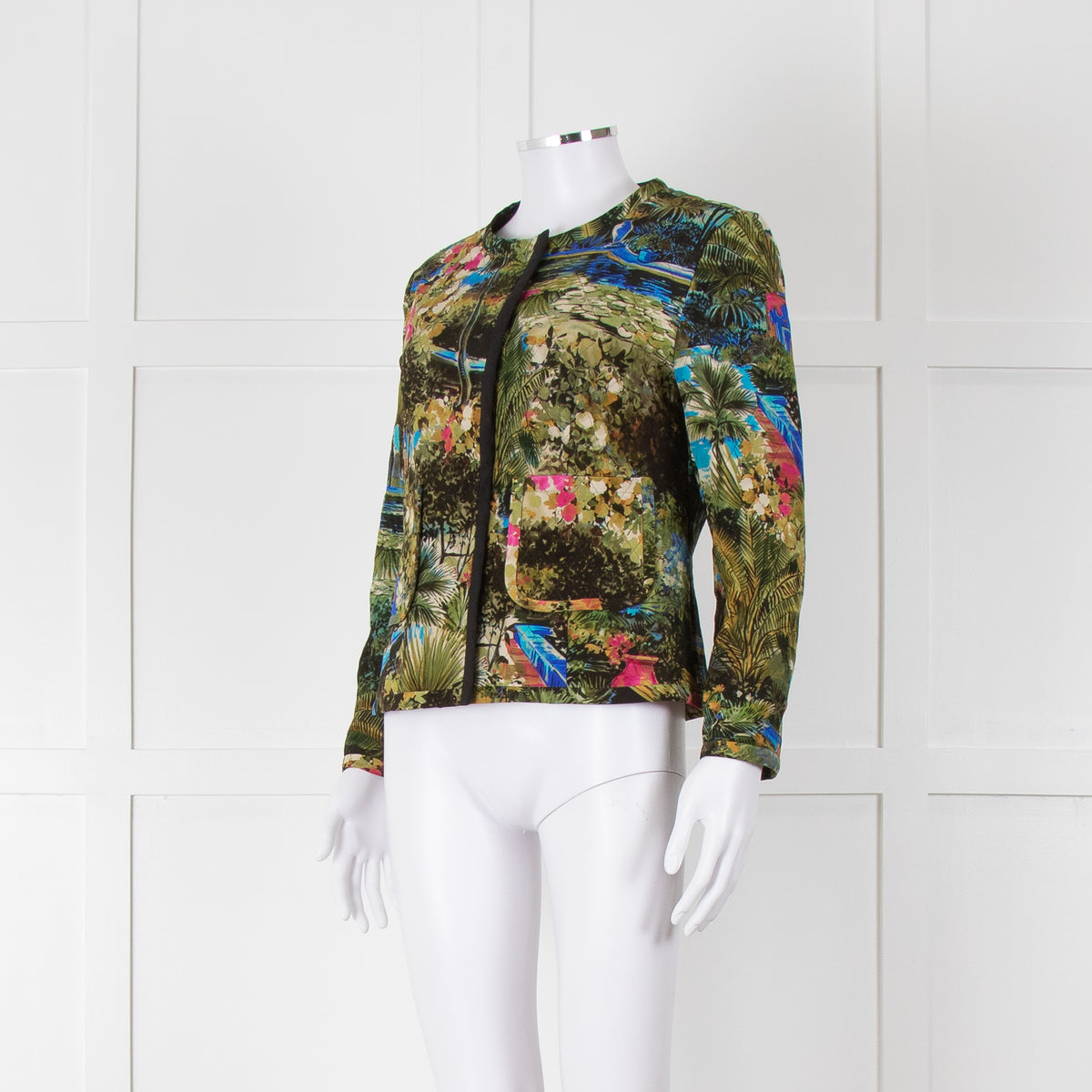 Max Mara Studio Silk Blend Multi Botanical Print Jacket
