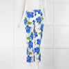 Borgo De Nor White With Blue Flowers Tailored Trousers