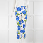 Borgo De Nor White With Blue Flowers Tailored Trousers