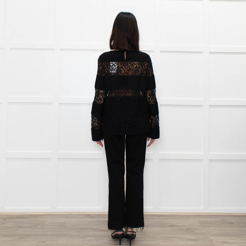 Les Copains Black Top With Lace Inserts