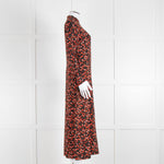 Me + Em Red and Pink Floral Zip Front  Midi Dress