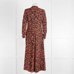 Me + Em Red and Pink Floral Zip Front  Midi Dress
