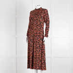 Me + Em Red and Pink Floral Zip Front  Midi Dress