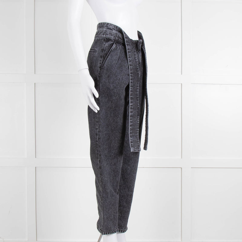 Iro Grey Paper Bag Tie Waist Jeans