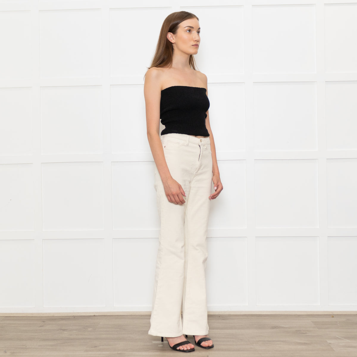 DL1961 Cream Corduroy Flared Trousers
