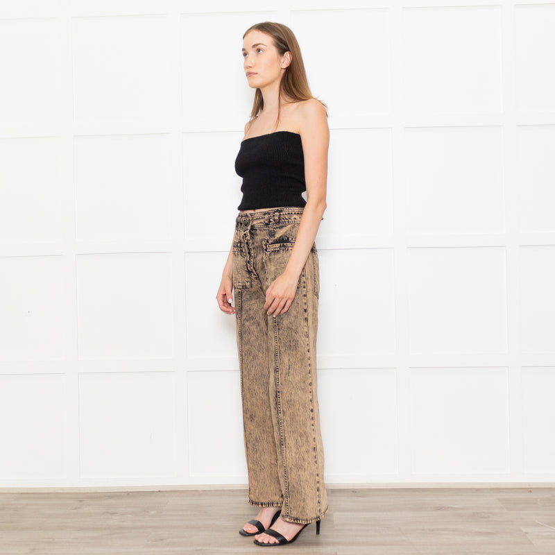 Ulla Johnson Pink Black Wash Front Pocket Belted Jeans