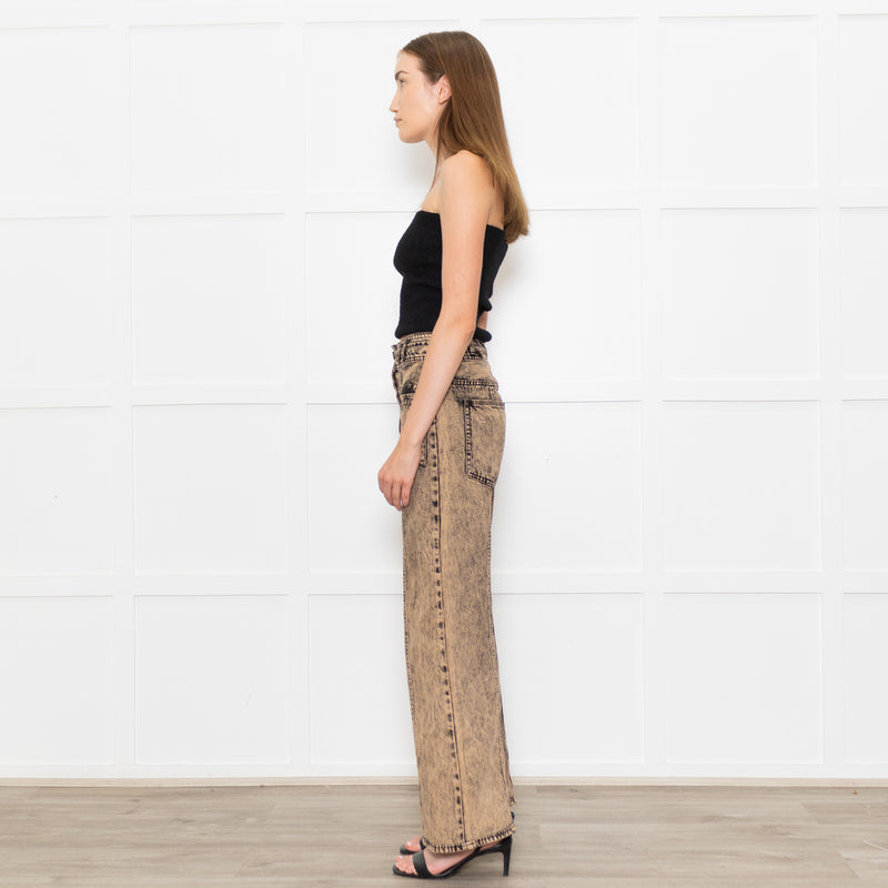 Ulla Johnson Pink Black Wash Front Pocket Belted Jeans