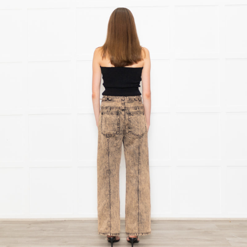 Ulla Johnson Pink Black Wash Front Pocket Belted Jeans