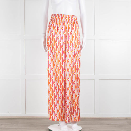 Dea Kudibal Orange Pink Cream Geometric Print Trousers
