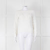 Max Mara White Cotton Blend M Logo Waffle Knit Jumper