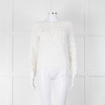 Max Mara White Cotton Blend M Logo Waffle Knit Jumper