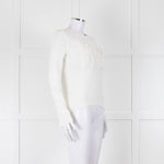 Max Mara White Cotton Blend M Logo Waffle Knit Jumper