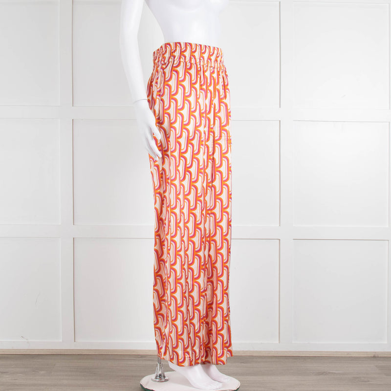Dea Kudibal Orange Pink Cream Geometric Print Trousers