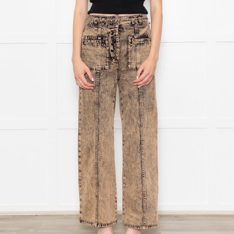 Ulla Johnson Pink Black Wash Front Pocket Belted Jeans