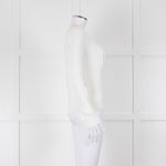 Max Mara White Cotton Blend M Logo Waffle Knit Jumper