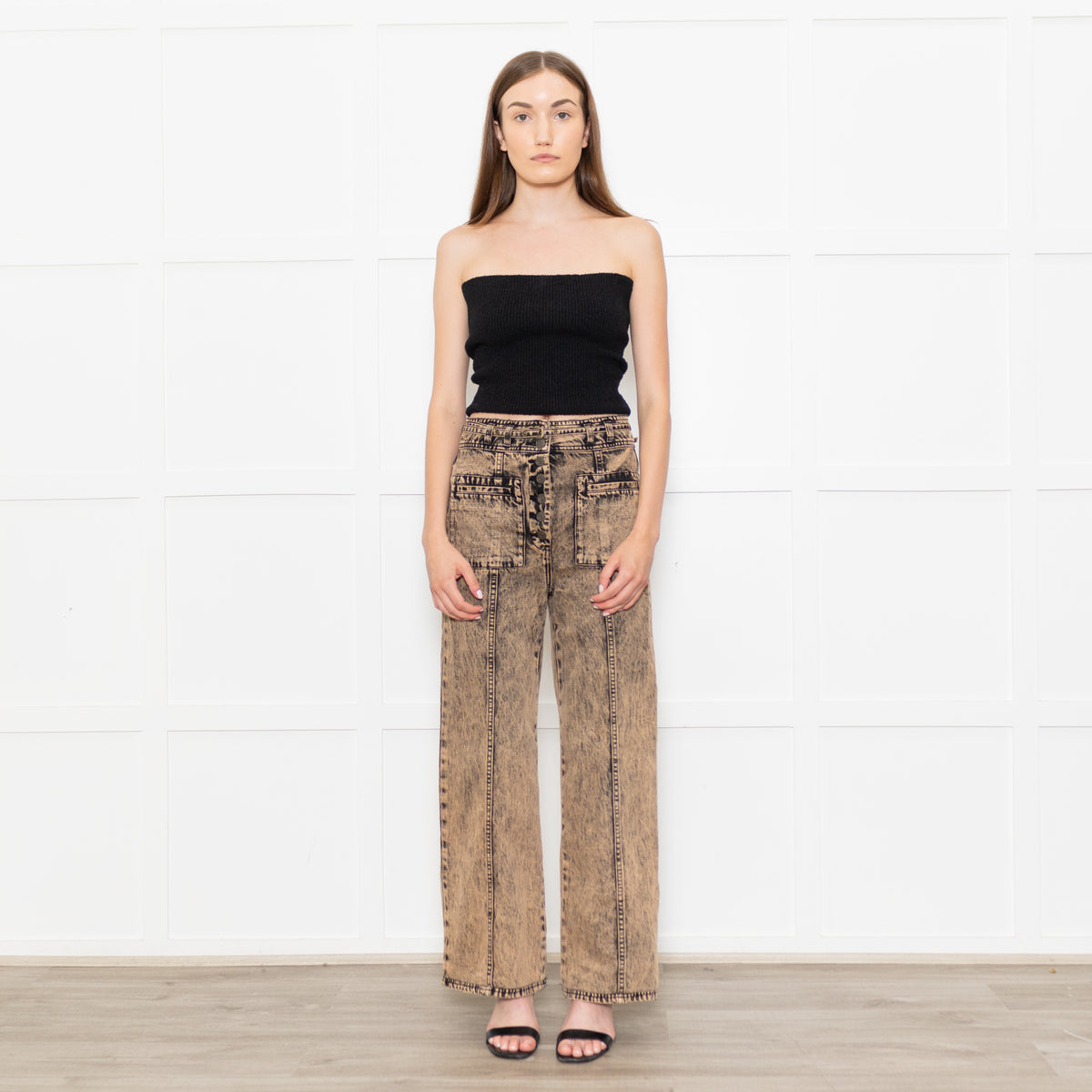 Ulla Johnson Pink Black Wash Front Pocket Belted Jeans