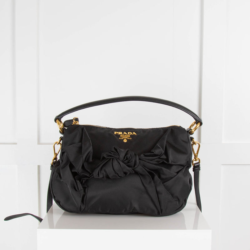 Prada Black Nylon Bow Front Crossbody