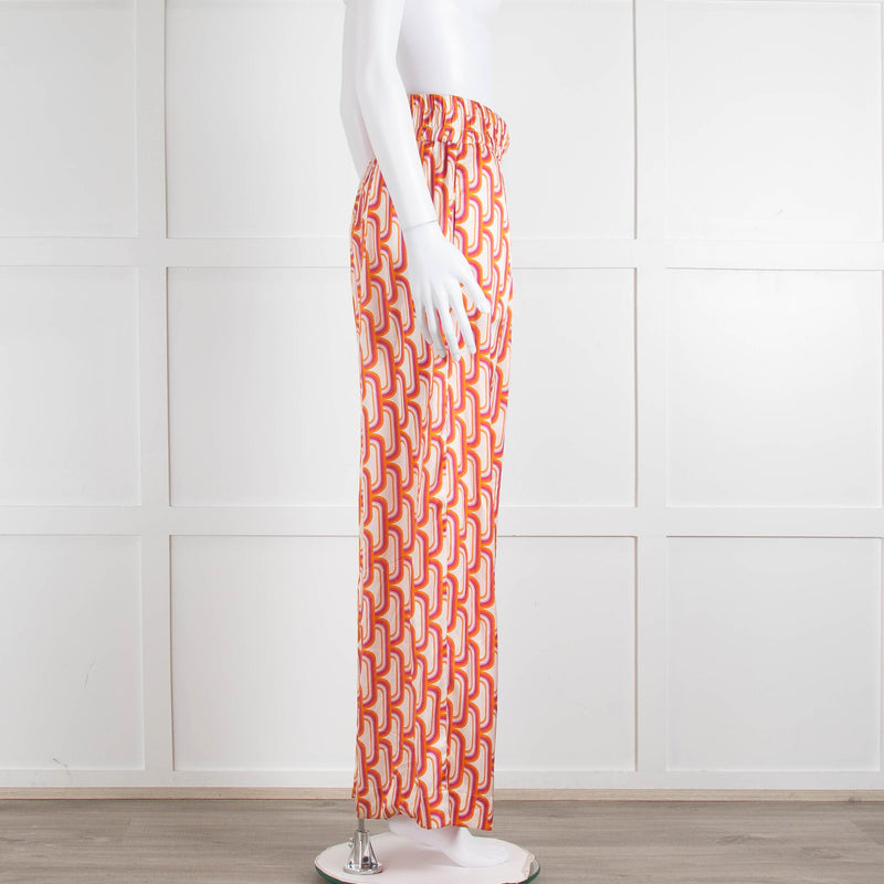 Dea Kudibal Orange Pink Cream Geometric Print Trousers