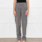 Emporio Armani Grey Front Pleats Silk Trousers