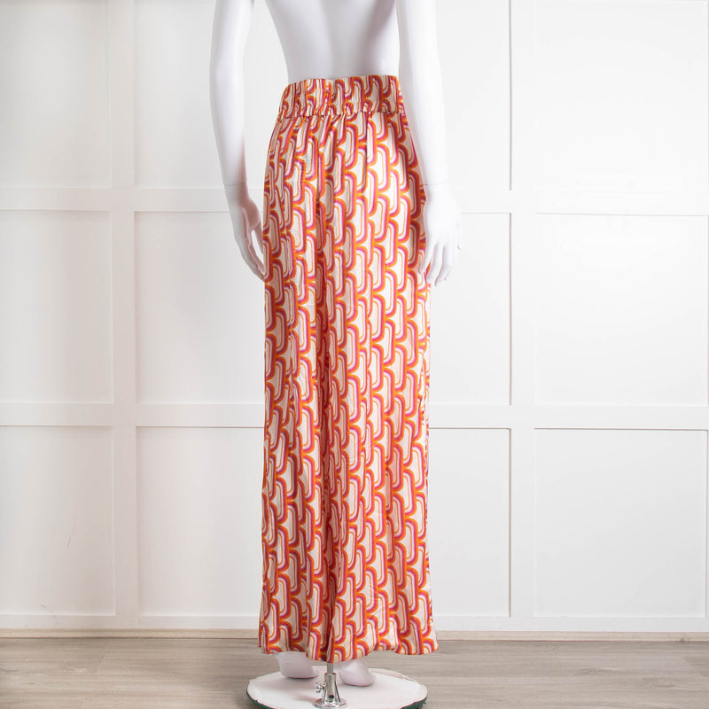 Dea Kudibal Orange Pink Cream Geometric Print Trousers