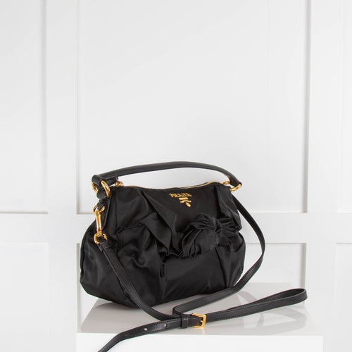 Prada Black Nylon Bow Front Crossbody